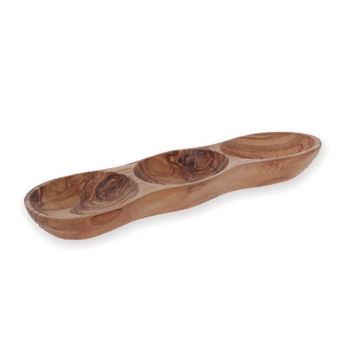 Olive Wood Three Section Server
